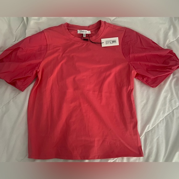 Brand Milly - Monica Jersey Poplin Comobo Tee      Color - Watermelon Size Small - Picture 1 of 1